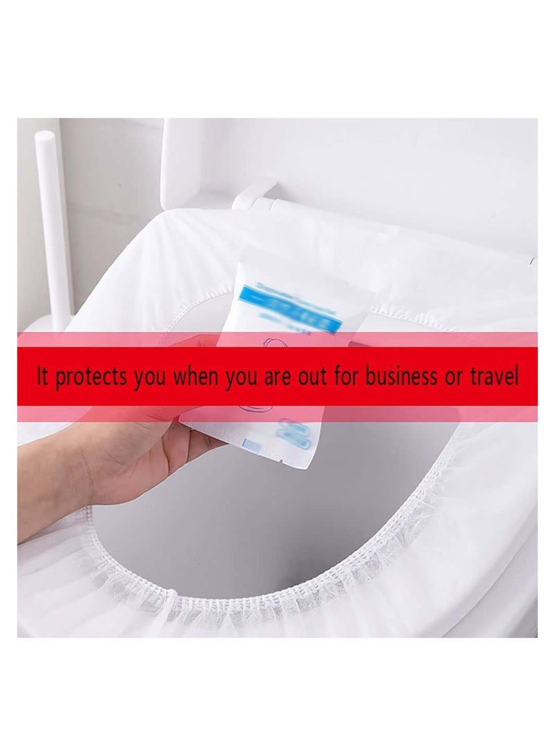 SYOSI 20 Pcs Toilet Seat Covers Disposable Antibacterial Waterproof Portable Potty Seat Cover Elastic Band Universal Fit Toilet Mat for Travel Hospital Public Toilet Hotel Individually Wrapped - Image 4