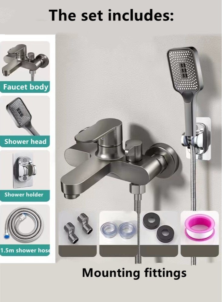 Kutis 1-Set Bathroom Shower Head Set Shower Faucet Set Gun Grey - Image 2
