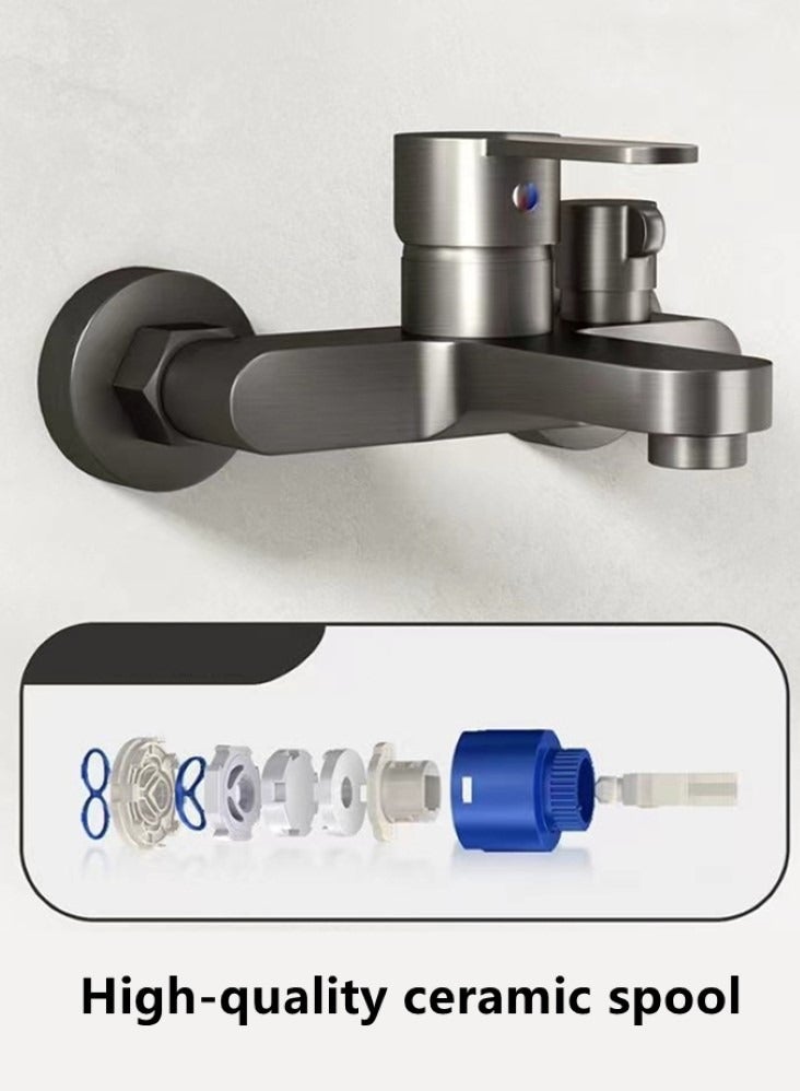 Kutis 1-Set Bathroom Shower Head Set Shower Faucet Set Gun Grey - Image 3