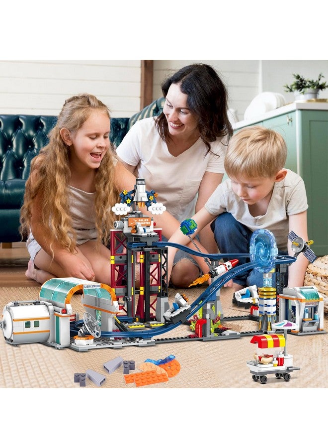 HOGOKIDS Space Roller Coaster Building Toy - 926PCS Coaster Building Set Features Lift Platform, Satellites, Rocket Buildable Space Rollercoaster Adventure Park for Adults Kids Girl Boy Ages 6-12 Year - Image 4