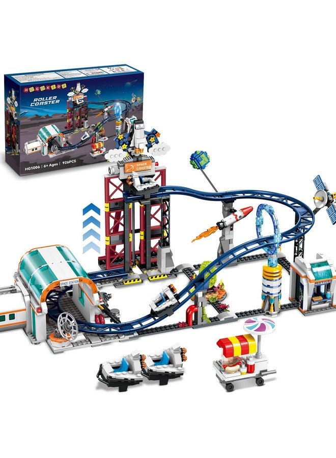 HOGOKIDS Space Roller Coaster Building Toy - 926PCS Coaster Building Set Features Lift Platform, Satellites, Rocket Buildable Space Rollercoaster Adventure Park for Adults Kids Girl Boy Ages 6-12 Year - Image 1