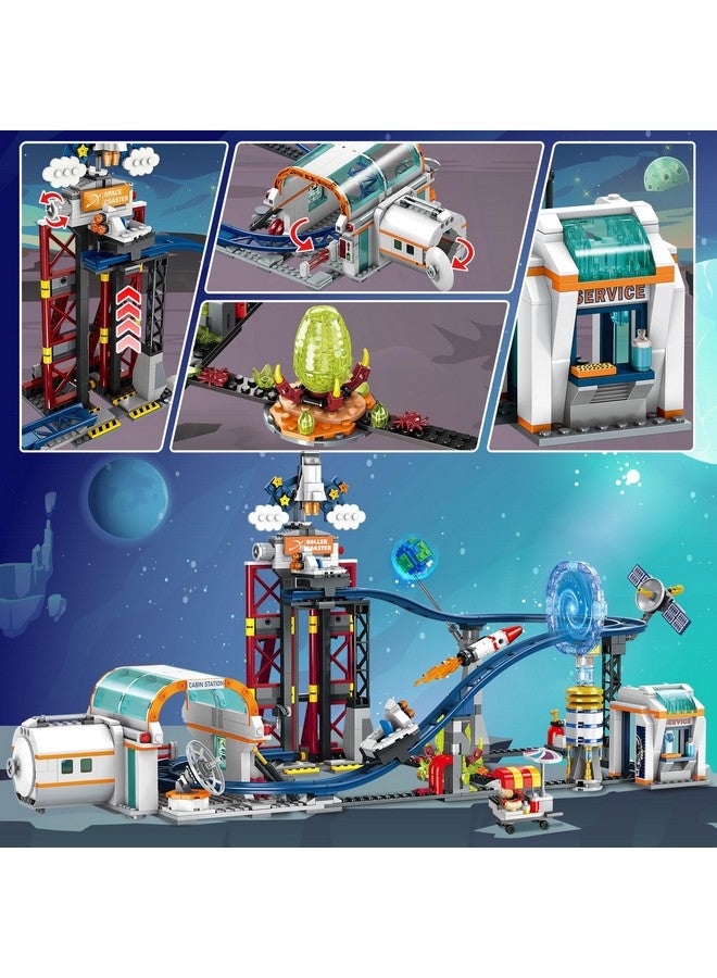 HOGOKIDS Space Roller Coaster Building Toy - 926PCS Coaster Building Set Features Lift Platform, Satellites, Rocket Buildable Space Rollercoaster Adventure Park for Adults Kids Girl Boy Ages 6-12 Year - Image 3