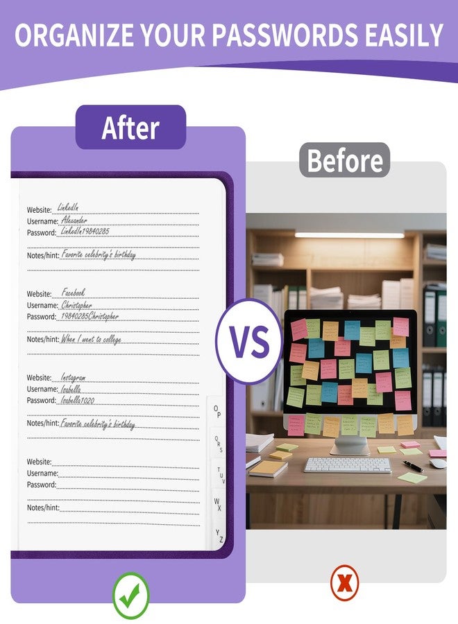 ALKALO Password Book with Alphabetical Tabs, 4.5"x5.9"Small Pocket Password Keeper Book, 160 Pages/100GSM Hardcover Notebook, Password Organizer for Internet Website Address Login - Image 5