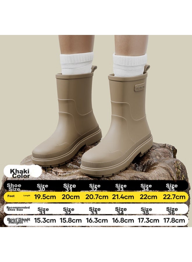 Moremerry Mumenr Children's Rain Boots, Non-slip Waterproof School Shoes For Boys And Girls, Durable Water Shoes, Khaki, Size 33 - Image 1