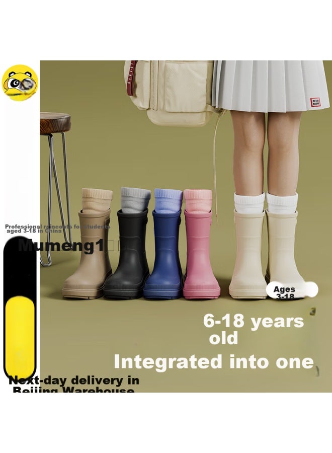 Moremerry Mumenr Children's Rain Boots, Non-slip Waterproof School Shoes For Boys And Girls, Durable Water Shoes, Khaki, Size 33 - Image 2