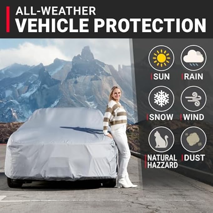 rayihni Premium Car Cover for 1970-1972 Chevy Monte Carlo Waterproof All Weather Rain Snow UV Sun Hail Protector for Automobiles, Automotive Accessories Full Exterior Indoor Outdoor Car Cover - Image 3