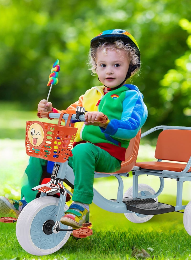 MaBaby Kids Tricycle, with Double Seat and Front Basket, 3-Wheel Bike for 1-6 Years Toddler Boys and Girls Indoor Outdoor - Image 3