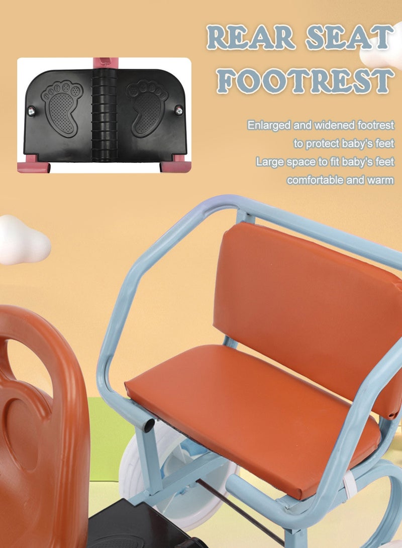 MaBaby Kids Tricycle, with Double Seat and Front Basket, 3-Wheel Bike for 1-6 Years Toddler Boys and Girls Indoor Outdoor - Image 2