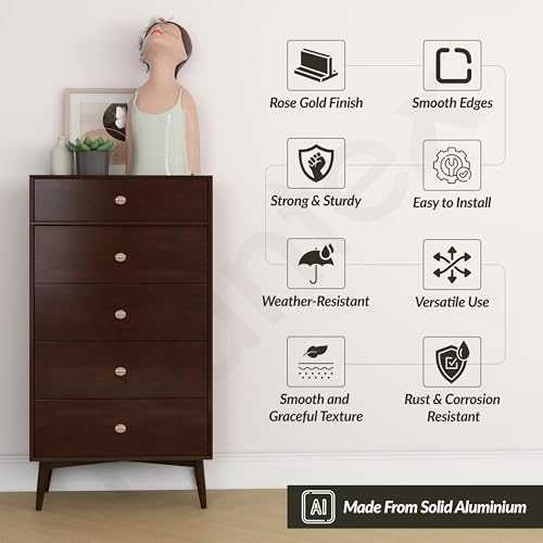 Plantex Knobs for Drawers/Round Drawer Knobs for Cabinets/Pull-Push Knob for Kitchen/Bedroom Drawer - Pack of 2 (Rose Gold) - Image 2