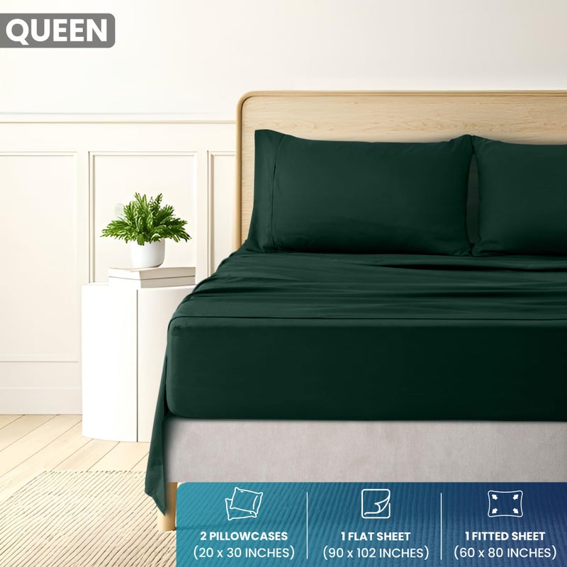 Utopia Bedding Queen Sheet Set - Brushed Microfiber - Soft Bed Sheets for Queen Size Bed Set - Includes 1 Fitted, 1 Flat, & 2 Pillow Cases - Deep Pocket (Emerald) - Image 2