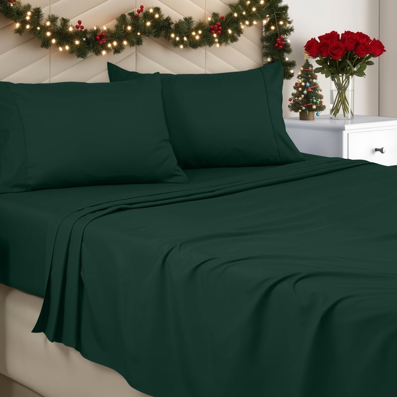 Utopia Bedding Queen Sheet Set - Brushed Microfiber - Soft Bed Sheets for Queen Size Bed Set - Includes 1 Fitted, 1 Flat, & 2 Pillow Cases - Deep Pocket (Emerald) - Image 1