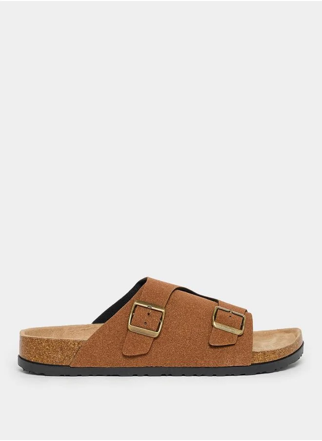 Styli Styli Double Buckle Strap Slip On Sandals