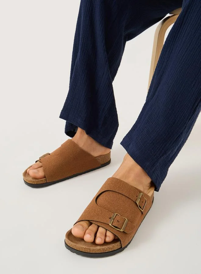 Styli Styli Double Buckle Strap Slip On Sandals