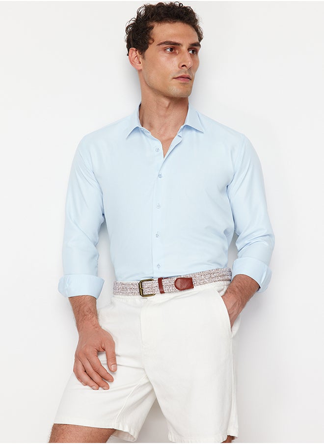 trendyol Light Blue slim fit smart shirt Shirt TMNAW24GO00096  - Image 1