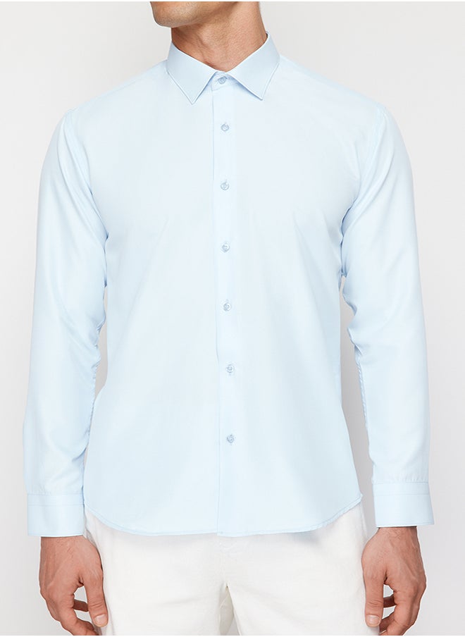 trendyol Light Blue slim fit smart shirt Shirt TMNAW24GO00096  - Image 4