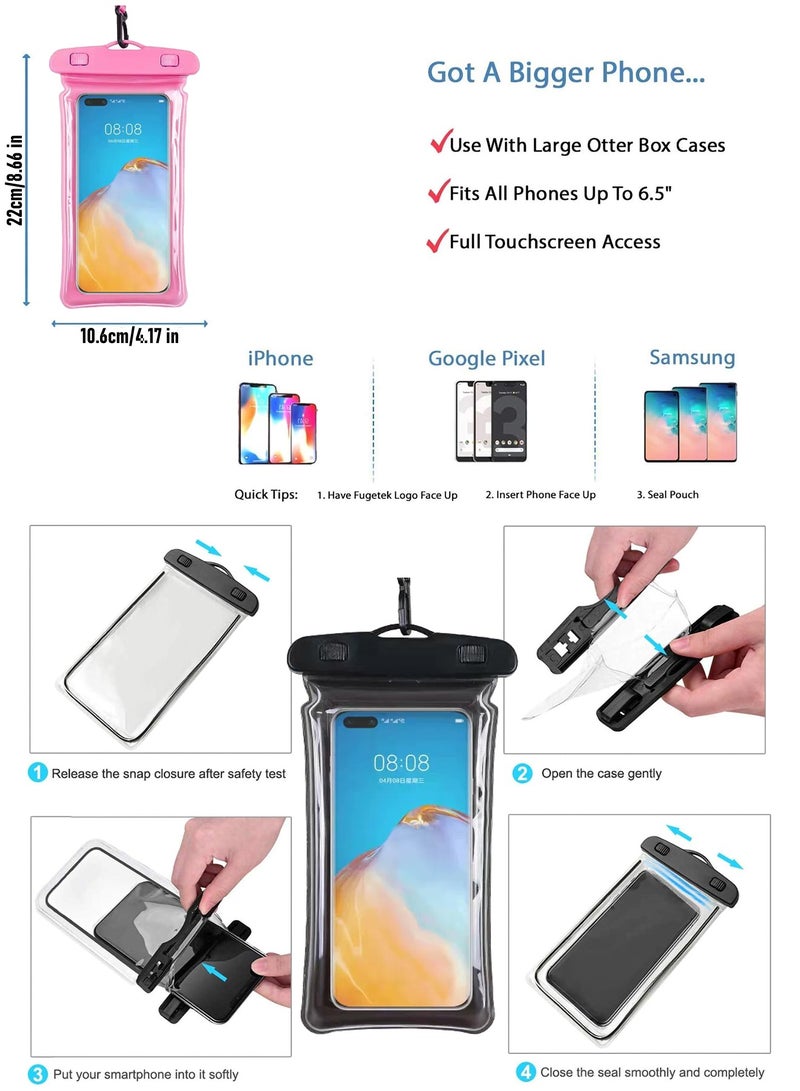 Generic Summer Swimming Set with Waterproof Phone Case and Soft PU Swim Caps for Men and Ladies with 2 Pairs Earplug Nose Clip Kits  Perfect for Beach, Pool, Snorkeling and Underwater Photos  - Image 3