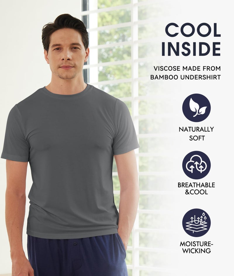 BAMBOO COOL Men's Undershirts Moisture Wicking Crewneck T Shirts, Breathable Stretch Soft Tees for Men, 6 Pack - Image 4