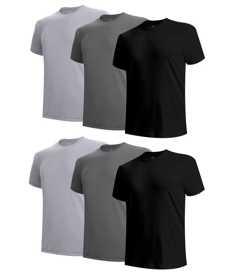 BAMBOO COOL Men's Undershirts Moisture Wicking Crewneck T Shirts, Breathable Stretch Soft Tees for Men, 6 Pack - Image 1