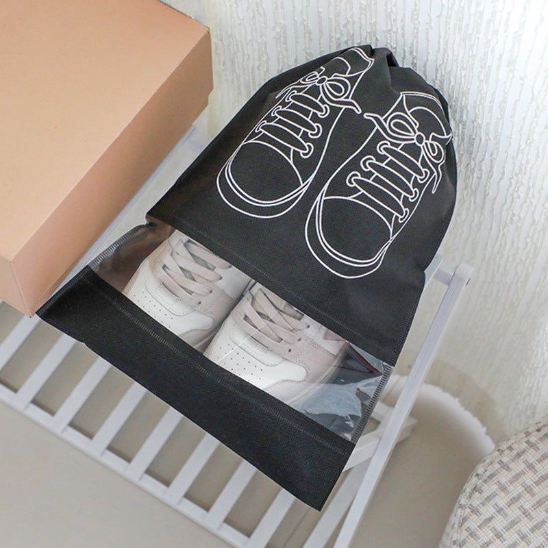 Shoes Storage Bag Moisture-proof Mildew-proof Shoe Bag Portable Dustproof Shoe Bag Shoe Cover Household Travel Sneakers Shoe Bag Cover Black (with pattern) 