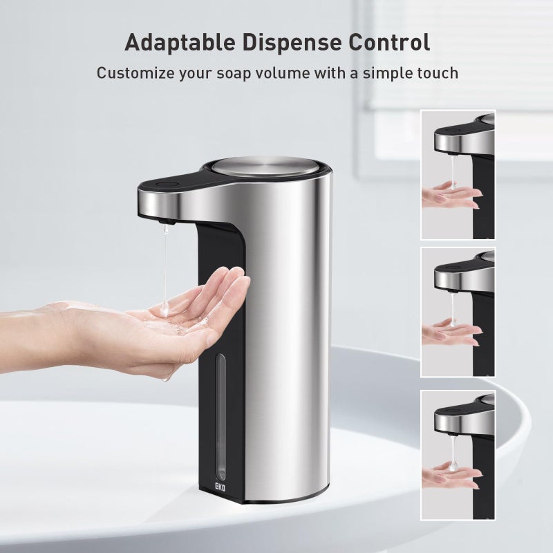 EKO Aroma Touchless Automatic Soap Dispenser for Kitchen and Bathroom, Liquid Hand Soap Dispenser, Water-Resistant and Rechargeable, 9 fl oz (Stainless) - Image 2