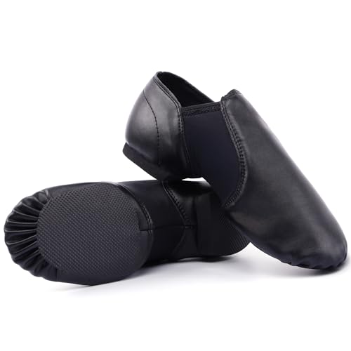 Linodes PU Leather Jazz Shoe Slip On Dance Shoes for Girls and Boys (Toddler/Little Kid/Big Kid)-Black-5M-Big Kid - Image 3