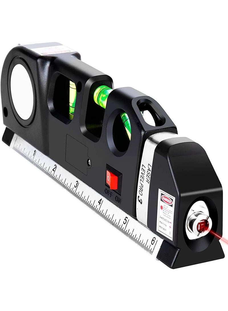 أداة تسوية ليزر Level Pro3 متعددة الاستخدامات، جهاز ميزان ليزر بخطوط متقاطعة قياسية، أداة تسوية بخط ليزر مع شريط قياس ومسطرة مدرجة قابلة للضبط، موديل LV-03. - Image 1