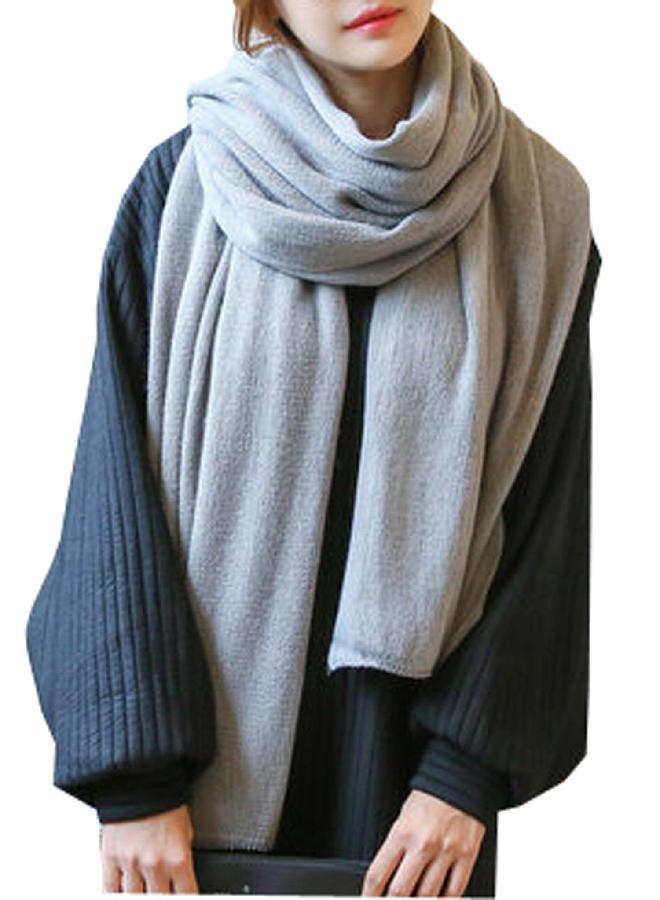 Wander Agio Womens Warm Long Shawl Winter Infinity Large Scarf Pure Color Light Grey - Image 2
