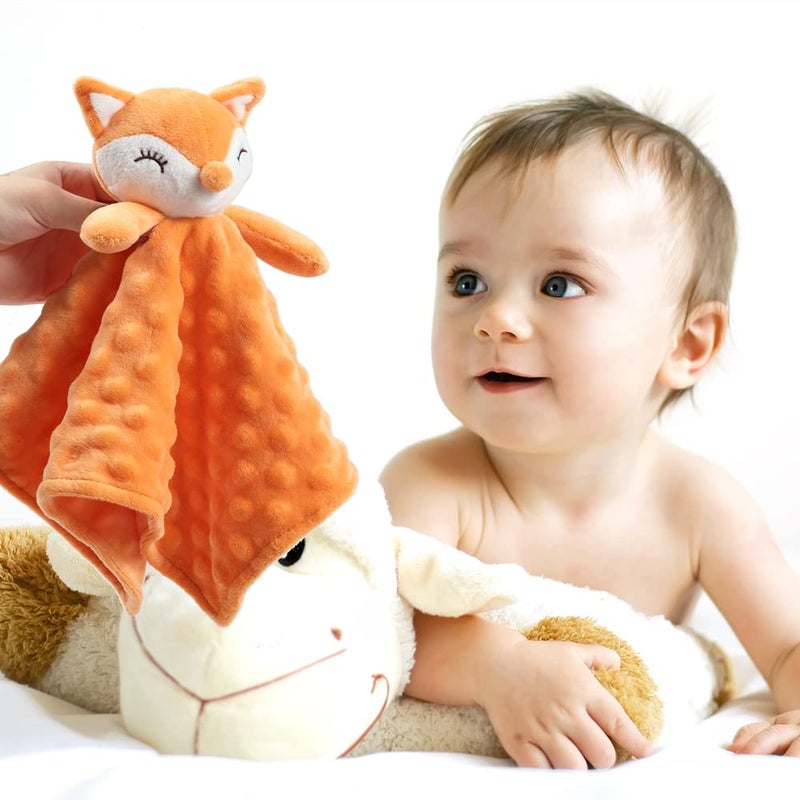 CREVENT Soft Plush Animal Face Security Blankets for Boys and Girls, Great Gifts for Birthday Baby Shower (Orange Fox) - Image 5