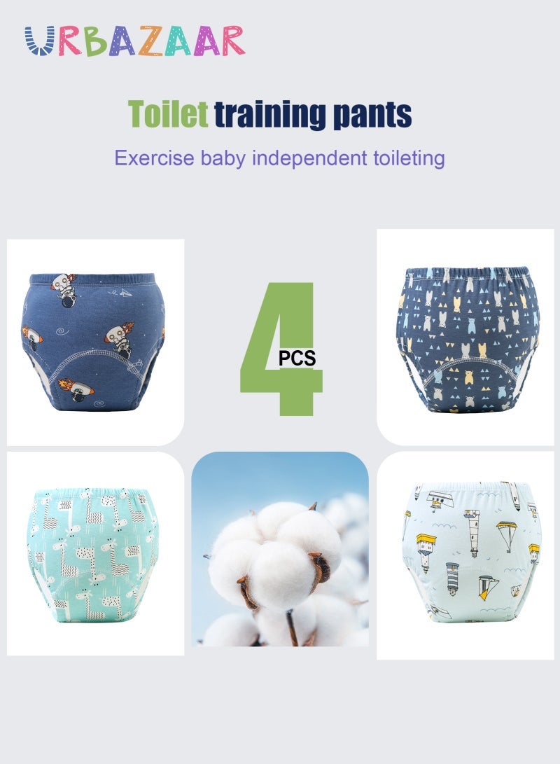 URbazaar Baby Potty Training Underwear for Boys and Girls, 4 Pack Absorbent Training Pants for Toddlers with Printed Reusable Cotton Toilet Training Pants for 12-18kg Kids (2-4 Years) - Image 2