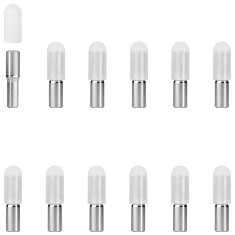 whitesnow 5mm 14 Inch Stainless Steel Metal Shelf Pegs Pins Replacement Kitchen Cabinet Shelves Support Holders for Bookshelf Bookcase Cupboard Adjustable Wood Glass Shelving Pack of 12