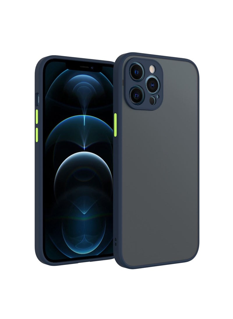 جراب iPhone 12 Pro Max، جراب خلفي واقي لهاتف iPhone 12 Pro Max مقاس 6.7 بوصة أزرق