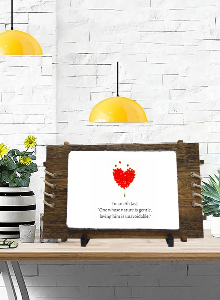 Service Zone Protective Printed White Rectangle Shape Marble Photo Frame for Table Top One Whose Nature Is Gentle Loving Him Is Unavoidable Imam Ali (as)  - Image 1