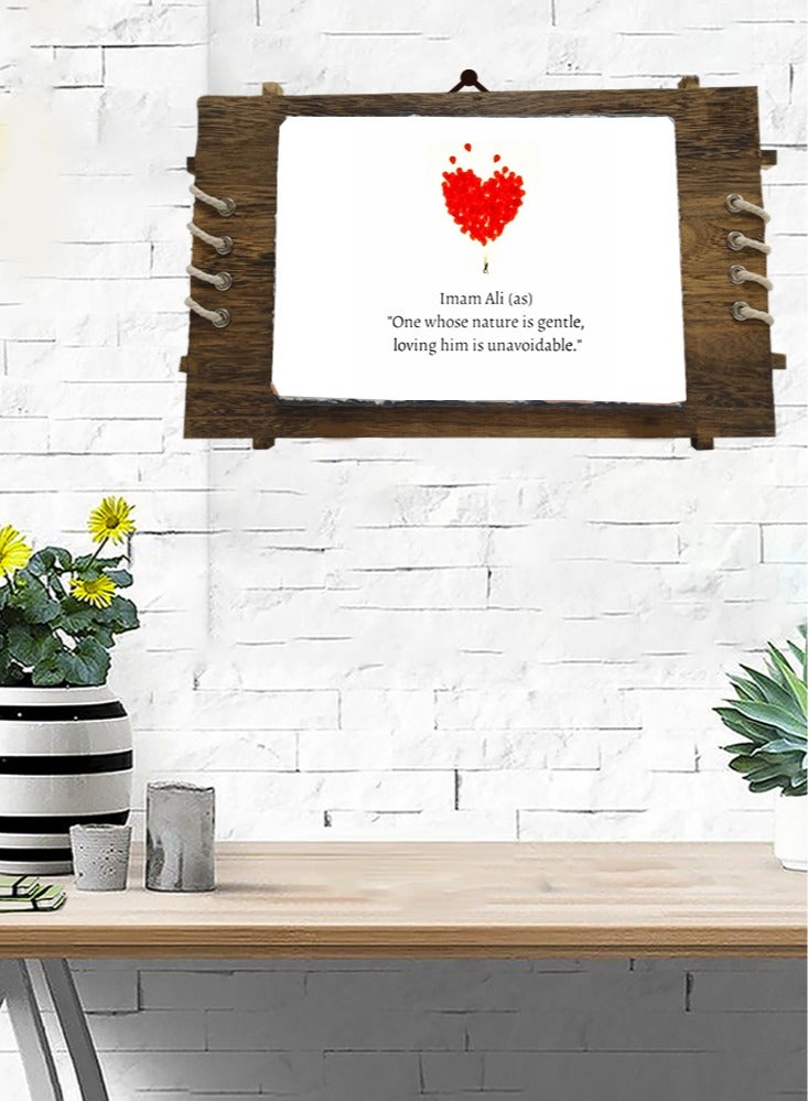 Service Zone Protective Printed White Rectangle Shape Marble Photo Frame for Table Top One Whose Nature Is Gentle Loving Him Is Unavoidable Imam Ali (as)  - Image 2