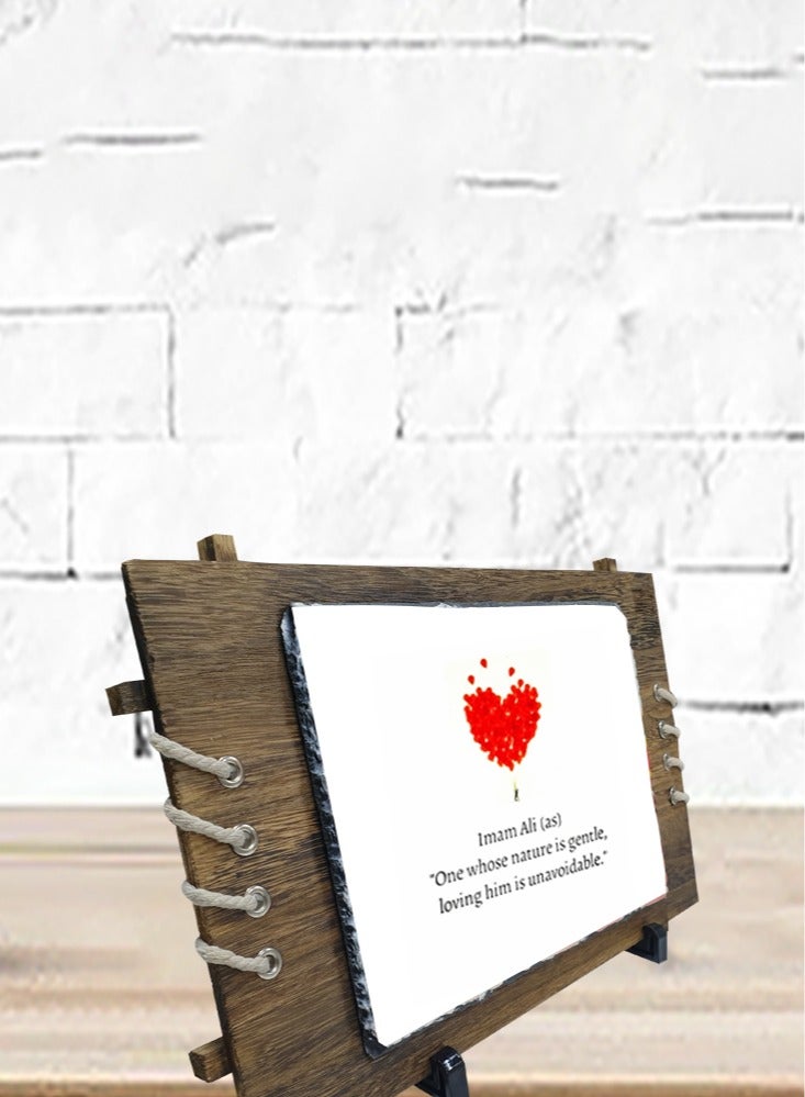 Service Zone Protective Printed White Rectangle Shape Marble Photo Frame for Table Top One Whose Nature Is Gentle Loving Him Is Unavoidable Imam Ali (as)  - Image 3