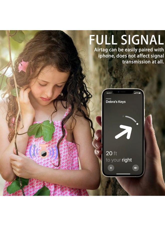 fantasize حافظة 2 حزمة متوافقة مع متتبع Airtag، حافظة سيليكون مخفية لجهاز GPS للأطفال مع دبوس غير مرئي، غطاء مضاد للفقد لجهاز Apple Air Tag للأطفال، كبار السن، الحيوانات الأليفة، الملابس (وردي ورمادي) - Image 5