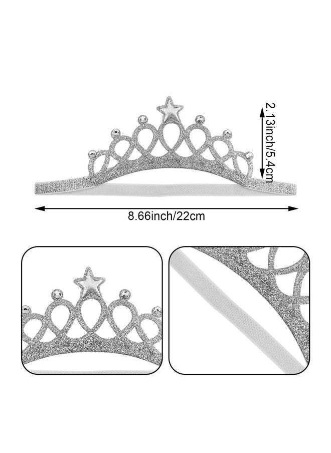 DonLeeving - 6 PACK Glitter Tiara Headbands for Girls, Elastic Princess Crown Hair Bands for Toddlers - Image 1