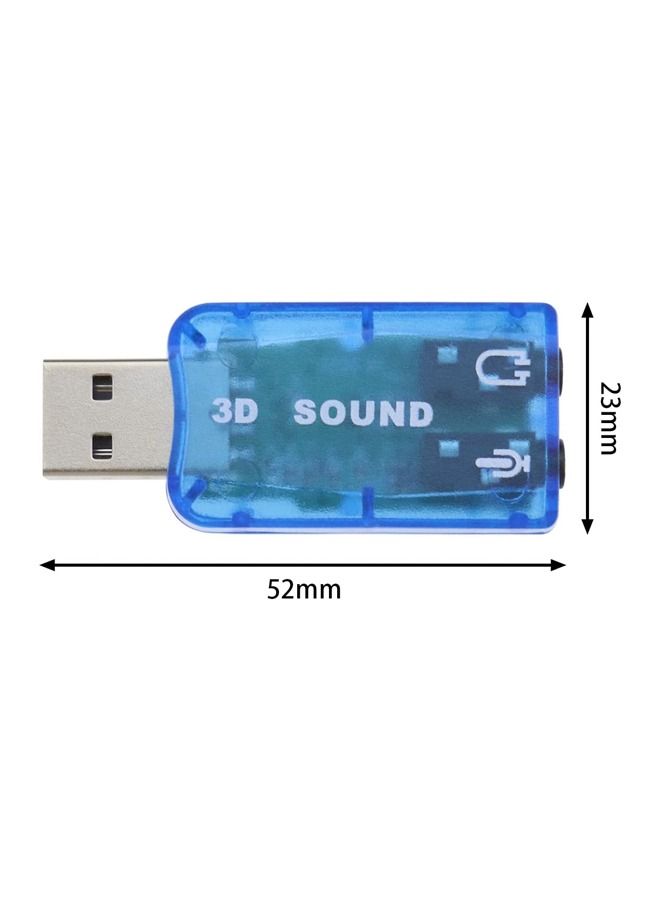 LEDIN 2PCS External 5.1 USB Stereo Sound Card with 3.5mm Headphone and Microphone Ports 3D Virtual 5.1 Channel Audio Adapter Compatible with Windows (Blue)  - Image 3