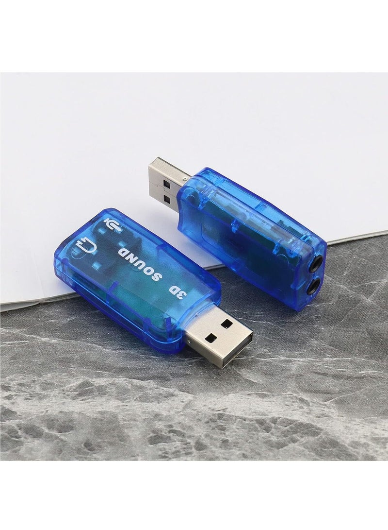 LEDIN 2PCS External 5.1 USB Stereo Sound Card with 3.5mm Headphone and Microphone Ports 3D Virtual 5.1 Channel Audio Adapter Compatible with Windows (Blue)  - Image 5
