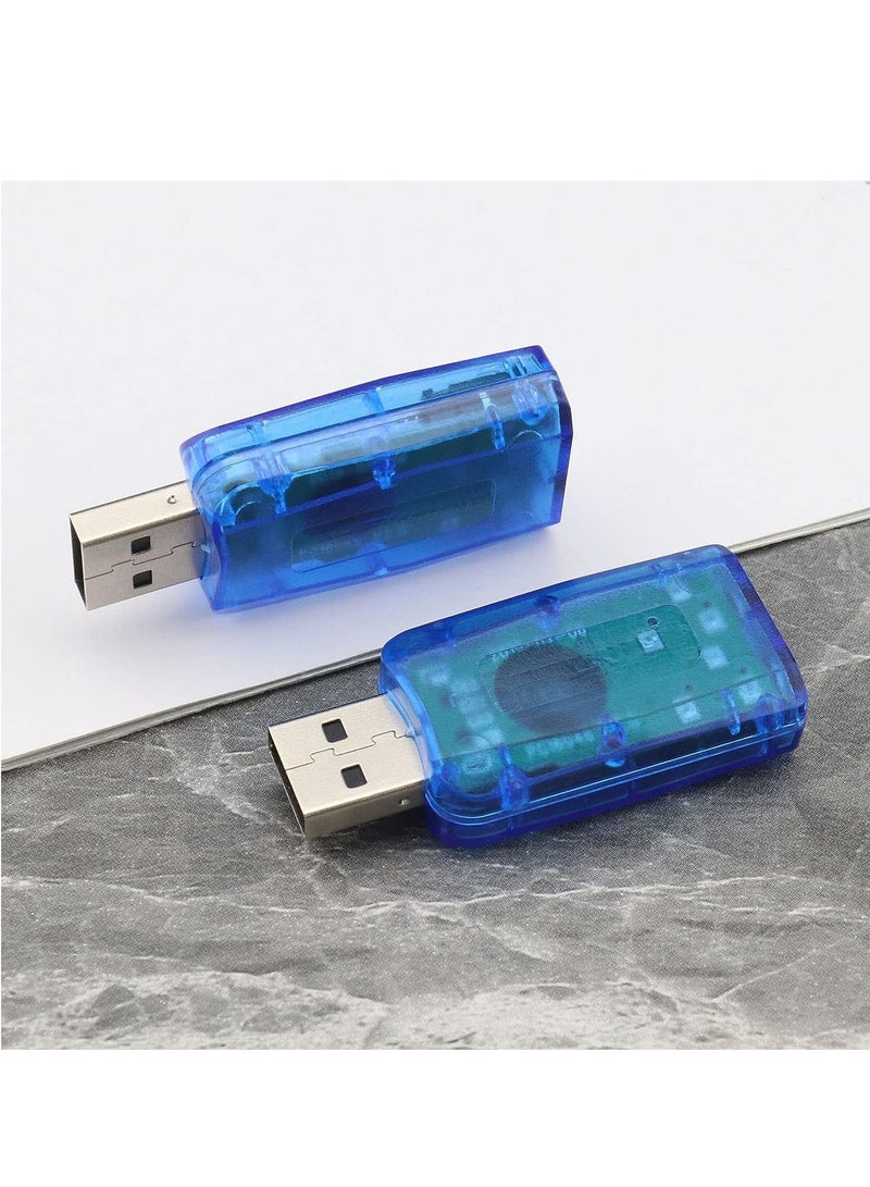 LEDIN 2PCS External 5.1 USB Stereo Sound Card with 3.5mm Headphone and Microphone Ports 3D Virtual 5.1 Channel Audio Adapter Compatible with Windows (Blue)  - Image 4