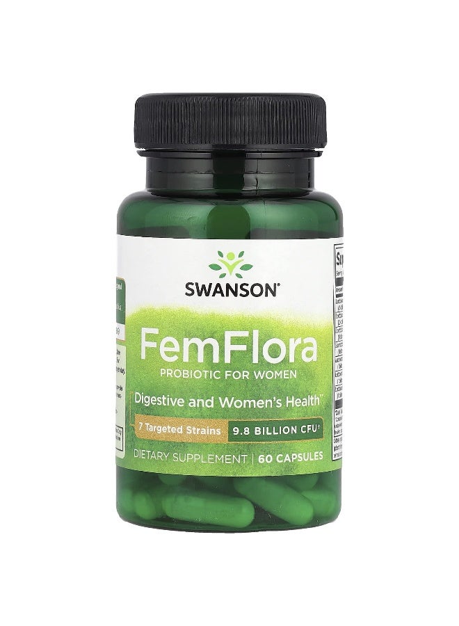 سوانسون، فيم فلورا، بروبيوتيك للنساء، 9.8 مليار وحدة تشكيل مستعمرة، 60 كبسولة