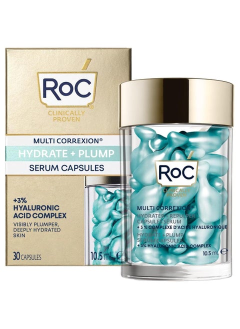 Multi Correxion Hydrate Plump Serum Capsules Maximum Plumping Power Boost Skin’s Hydration Level with Hyaluronic Acid 30 CT