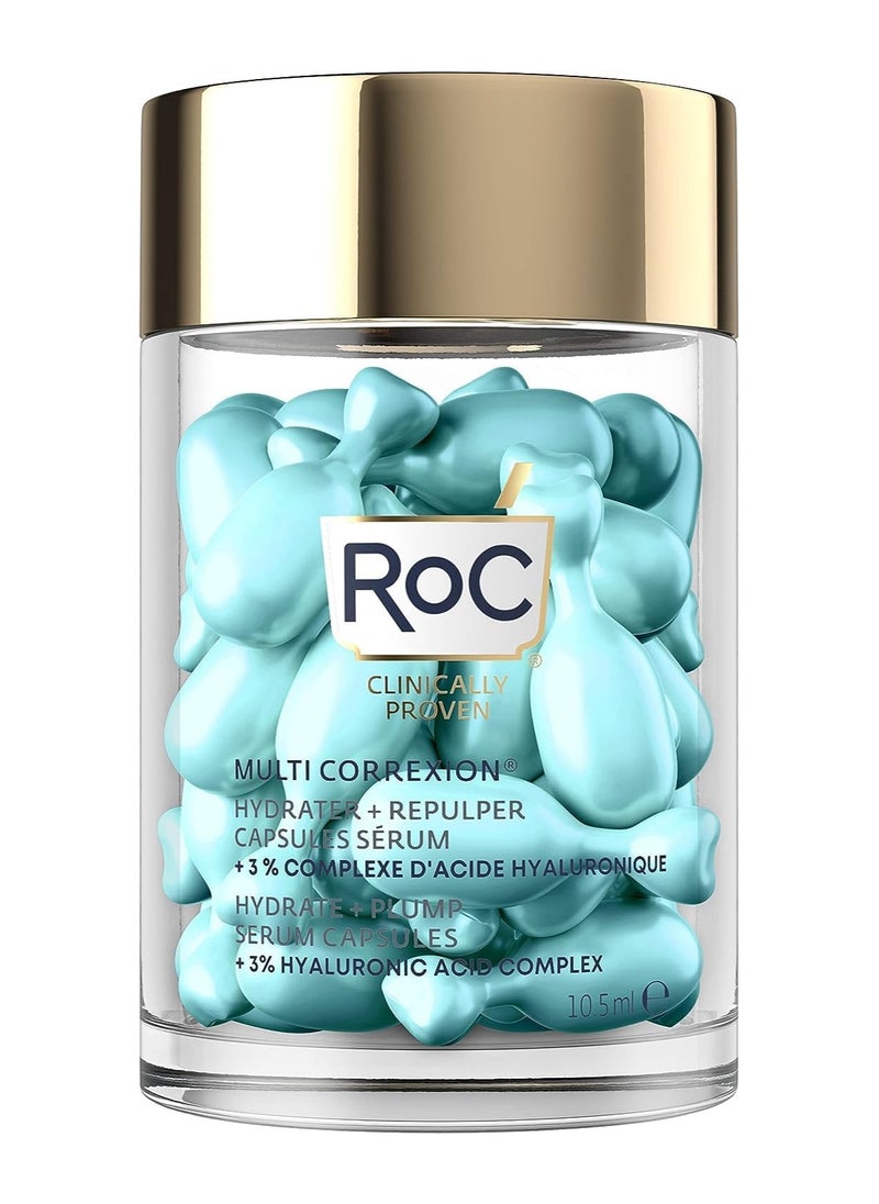 RoC - Multi Correxion Hydrate Plump Serum Capsules Maximum Plumping Power Boost Skin’s Hydration Level with Hyaluronic Acid 30 CT - Image 1