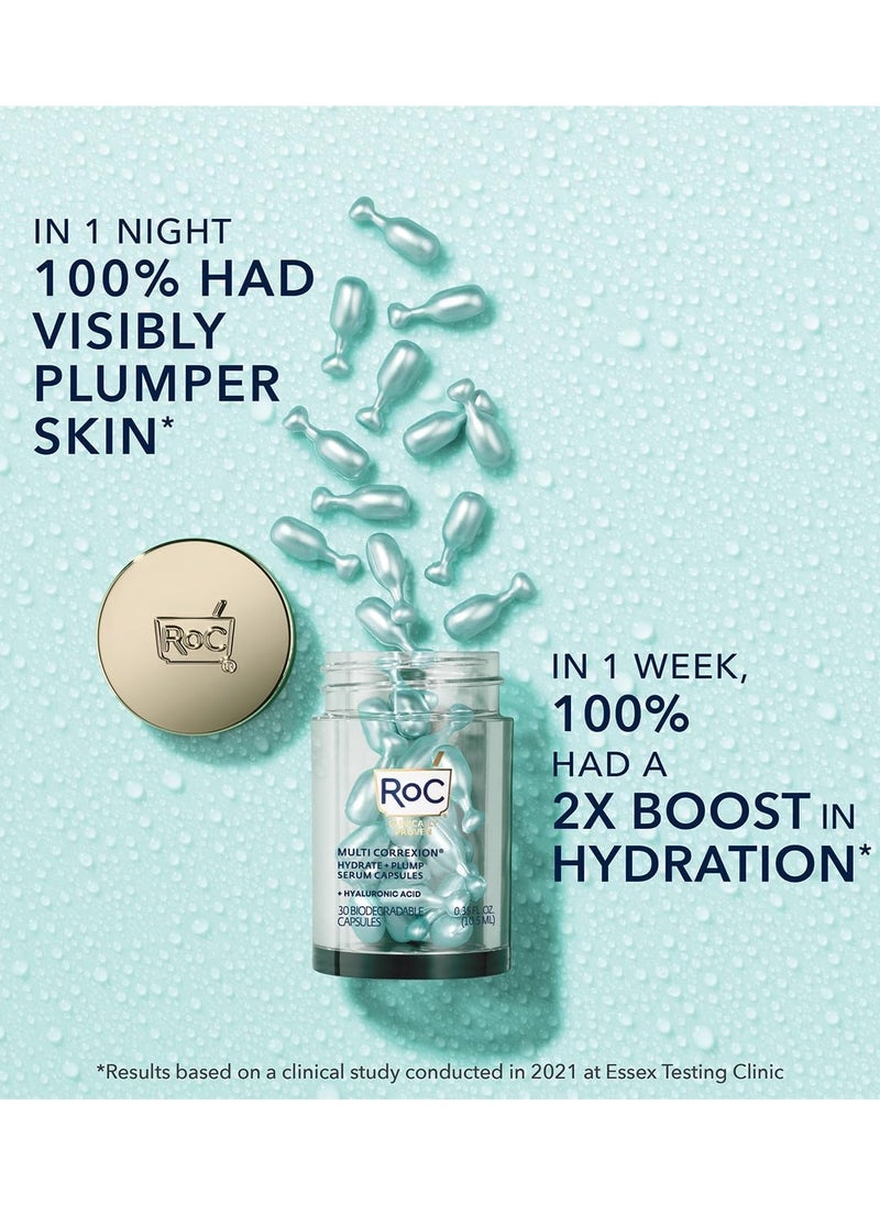 RoC - Multi Correxion Hydrate Plump Serum Capsules Maximum Plumping Power Boost Skin’s Hydration Level with Hyaluronic Acid 30 CT - Image 1