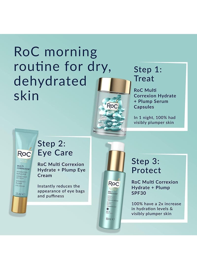 RoC - Multi Correxion Hydrate Plump Serum Capsules Maximum Plumping Power Boost Skin’s Hydration Level with Hyaluronic Acid 30 CT - Image 1