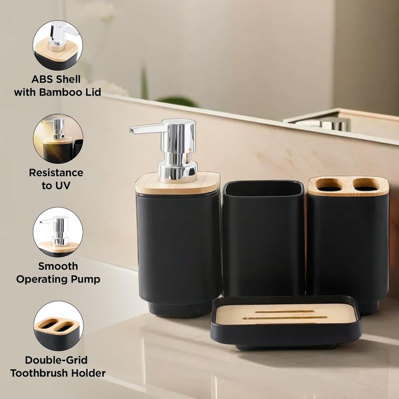 Kuber Industries 4 Pieces Bathroom Accessories Set | Toothbrush Holder, Soap Dispenser, Mouth Wash Cup & Soap Dish for Home Kitchen & Bathroom | Bathroom Essentials for Office - Image 3