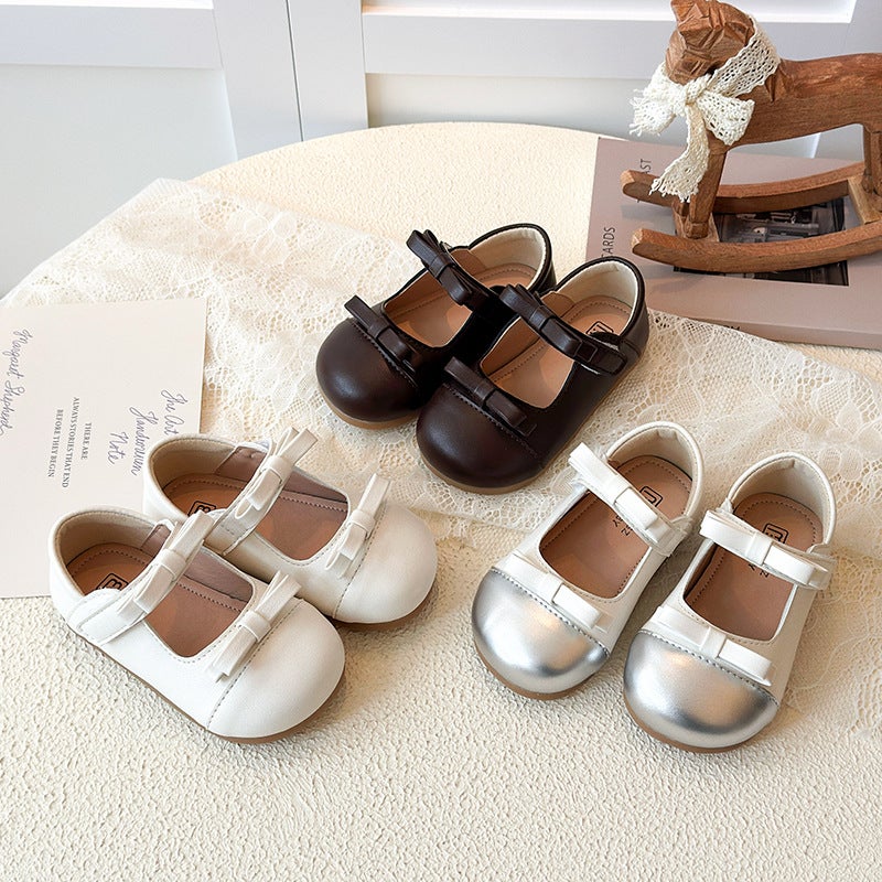 Genuine Leather Girls'' Princess Shoes with Soft Soles for Infants, Breathable Toddler Shoes for Kindergarten, Sports, Leisure, and Simple Walking Shoes - Image 2