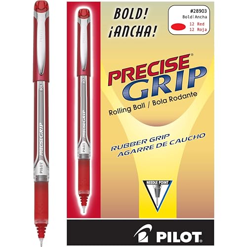 Pilot Precise Grip Liquid Ink Rolling Ball Stick Pens, Bold Point, Red Ink, 12-Pack (28903) - Image 1