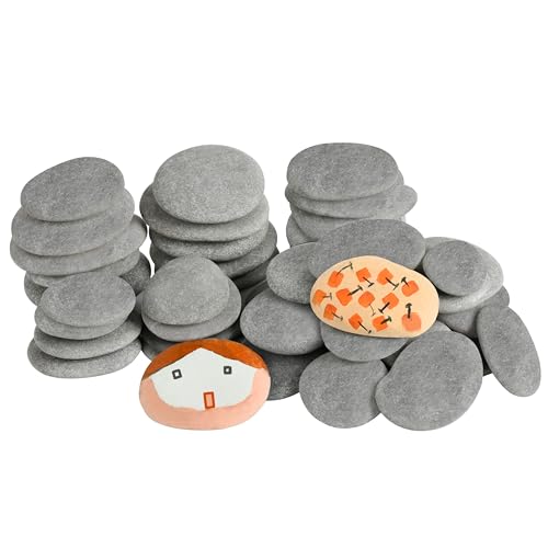 Simetufy 45 Pcs Painting Rocks Bulk 23 River Rocks for Painting Flat Smooth Rocks for DIY Painting Natural River Stones for Arts Crafting Kindness Stones