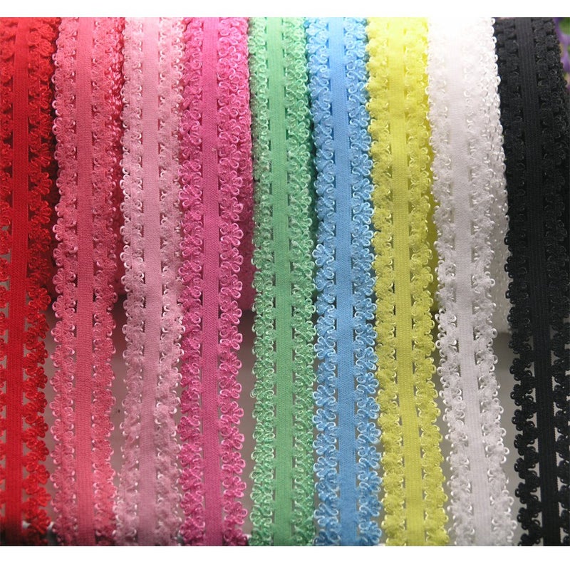 PAMIR TONG PAMIR TONG Picot Elastic Ribbon 16 Yards 34 inch Colorful Stretch Lace Trim for Panties Soft Baby Elastic Headbands for Sewing Lingerie DIY Crafts