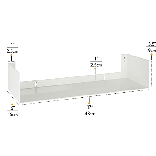 Wallniture U Shape Floating Metal Bookshelf White Set of 2 - Image 4